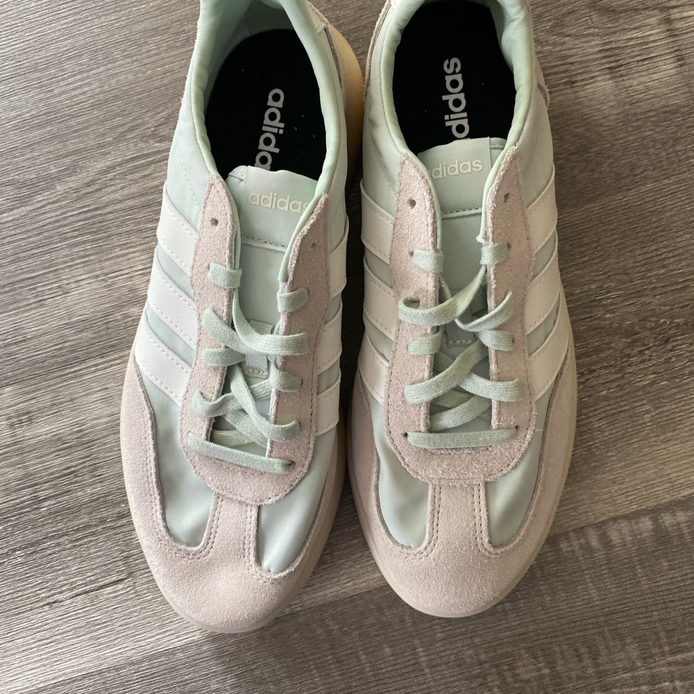 Adidas Women's Barreda Decode Pastel Green and Beige Sneakers